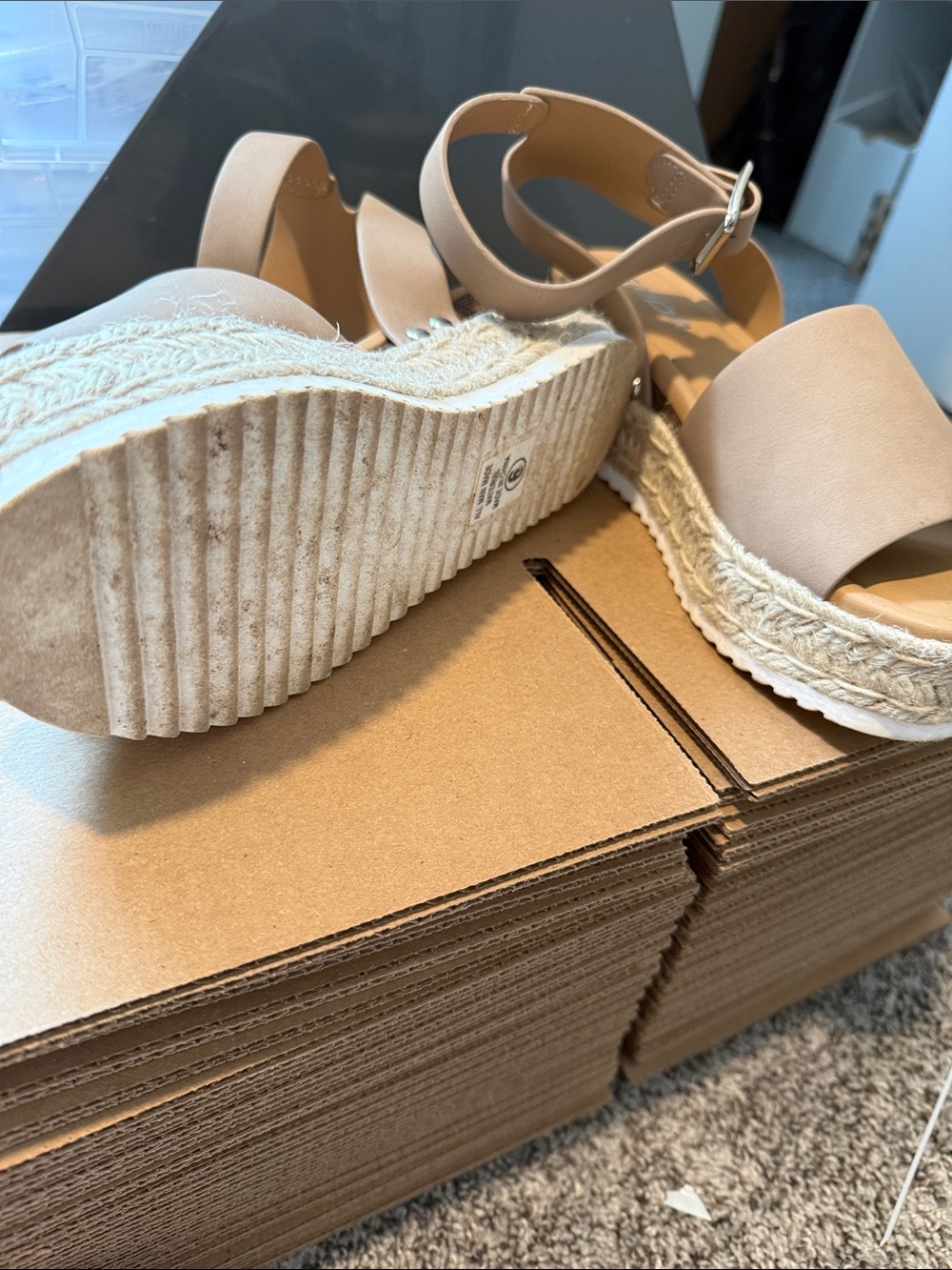 Soda Tan Espadrille Platform Sandals with Ankle Strap - Picture 2 of 2